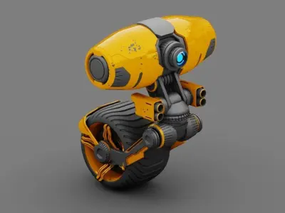 Wheel Droid  rigged character 3D model