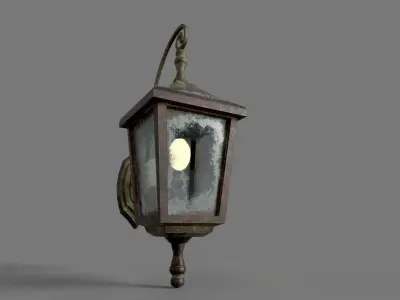 Old Rusted Outdoor Wall Lamp Low-poly 3D model buy