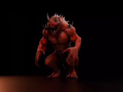 Red demon Low-poly 3D model