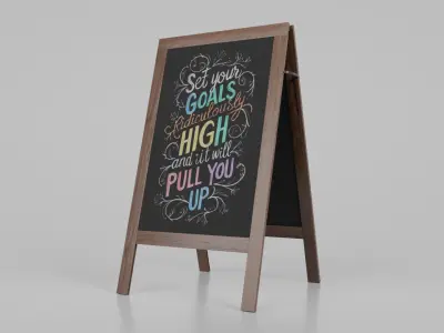 Customizable Regular Wooden A-Frame Chalkboard Sign Low-poly 3D model
