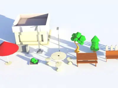 Pack Park Low-poly 3D model Free low-poly 3D model