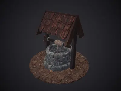 Low Poly Well model water Free low-poly 3D model