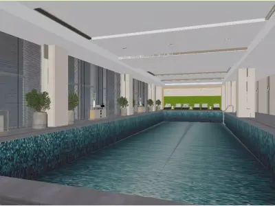 Indoor heated swimming pool 3D model