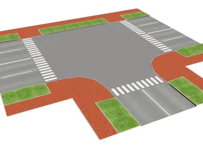 Road patches Pack Low-poly 3D model