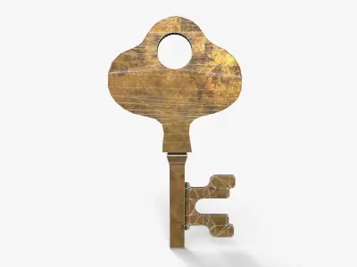 Medieval Copper Key V4 Low-poly 3D model