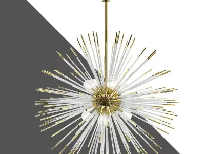 Bubble brass and starburst chandelier 3D model