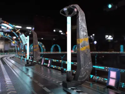 Sci Fi - Cyberpunk Street Light Low-poly 3D model