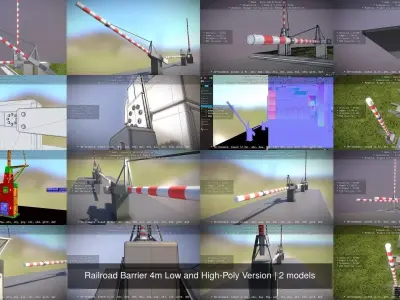 Railroad Barrier 4m Low and High-Poly Version 3D Model Pack