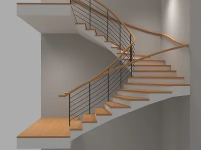 U Stair For Small Areas Low-poly 3D model