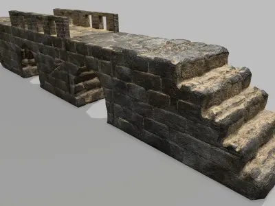Stair Set of stone steps Low-poly 3D model