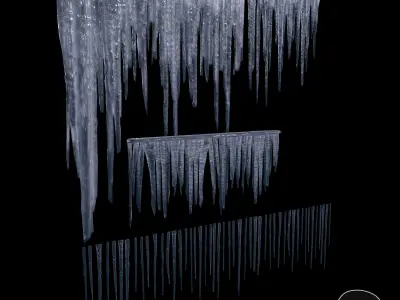 Icicles set Low-poly 3D model