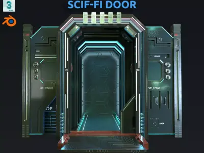 scifi door Low-poly 3D model