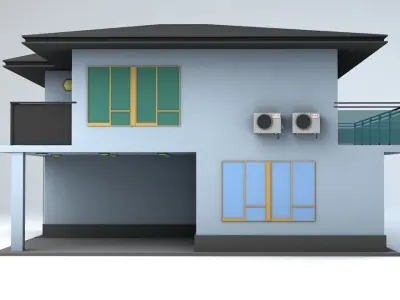 Japanese Suburban Rural House 3 Game Ready Low-poly 3D model