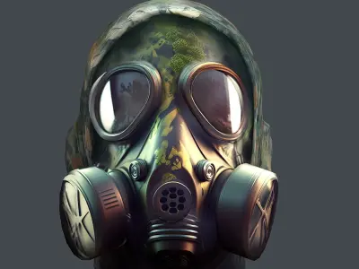 Gas mask helmet 3d model military combat  Low-poly 3D model