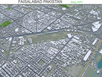 Faisalabad Pakistan 45km AI Low-poly 3D model