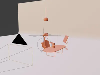 Robot orange at desk 3D model