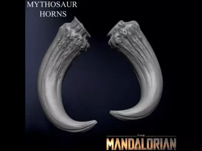3D PRINTABLE MYTHOSAUR HORNS - THE MANDALORIAN STAR WARS 3D print model