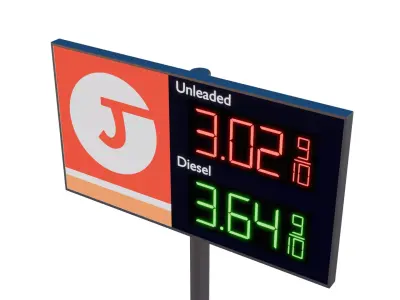 Digital Sign controlled by Shape Keys Gas station sign Free 3D model