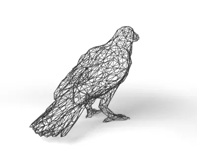 Crow Wireframe Low-poly 3D model