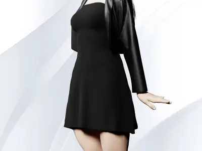 STRAPLESS DRESS WITH SMALL JACKET 3D model