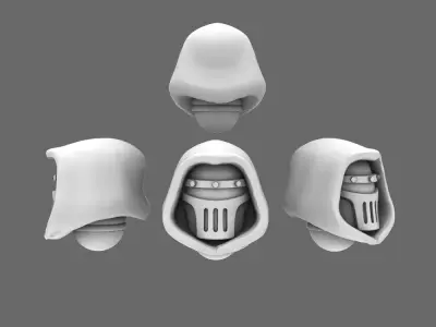 Space Knights V2 Metal Storm Hooded Helmets 3D print model