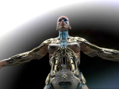 futuristic woman robot Low-poly 3D model