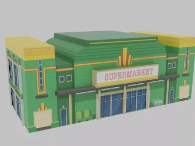 Market Building Low-poly 3D model buy