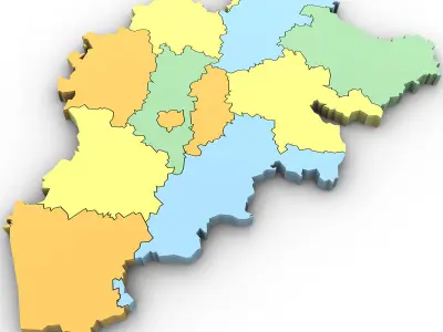 3d Political Map of Belgium 3D model