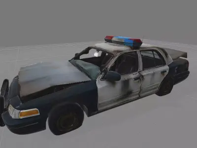 Destroyed Police Car Wreck - Post-Apocalyptic PBR Low-poly 3D model