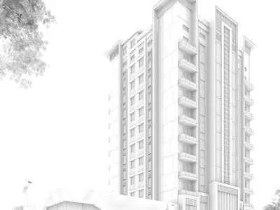 building with balconies and windows 3D model purchase