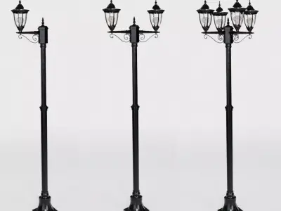 Vintage Street Lamp Collection Low-poly 3D model