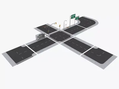 Cartoon Road Pack Low-poly 3D model