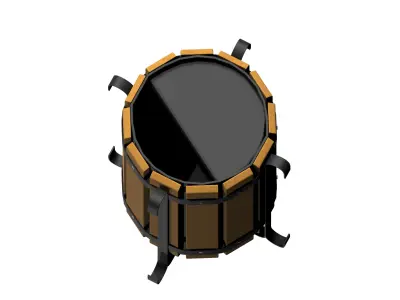 Wooden circular cage type trash can with metal feet Low-poly 3D model