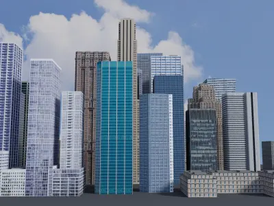 City Downtown Skyscraper Low-poly 3D model