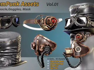 SteamPunk 3D Assets  FBX  OBJ Low-poly 3D model