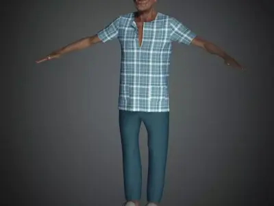 Asian Old man rigged 3D model 3D model