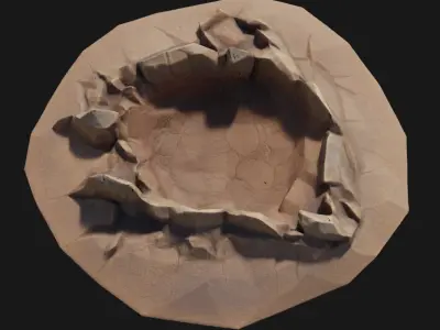 Cratered Impact  Frozen Moment of Celestial Destruction 3D model