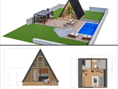 A-frame Alexa 30m2  basic plans 3D model