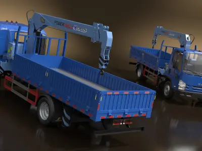  Blue ISUZU NPR Manipulator Truck Crane Simplified 