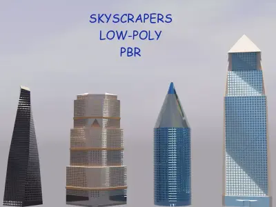 SKYSCRAPERS PACK - LOWPOLY PBR MODEL Low-poly 3D model