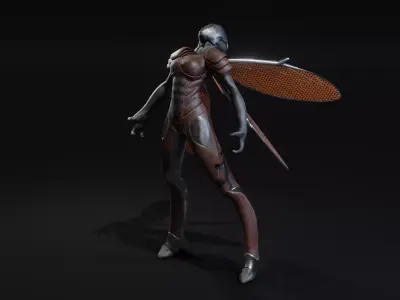Winged Alien Low-poly 3D model