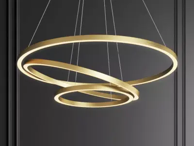 Capella Black Gold 3 Ring Chandelier 3D model