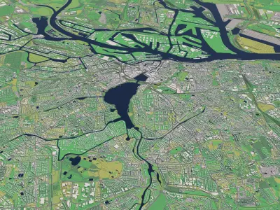Hamburg Germany 25x25km 3D City Map 3D model