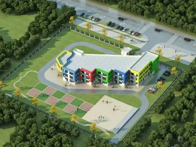Modern Kindergarten Campus 3D model