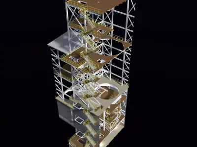 Industrial building in section cut 26i03 3D model