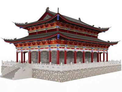 Japan Imperial Temple Hall 3D model
