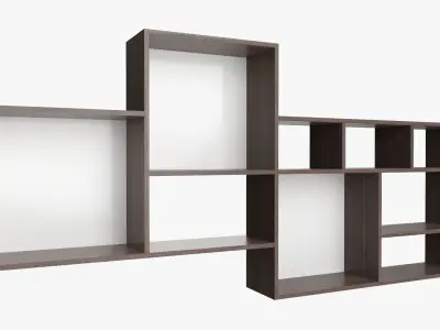 Hanging wooden shelf 02 3D model