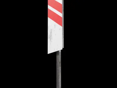 Unguarded Level Crossing Roadsign Low-poly 3D model