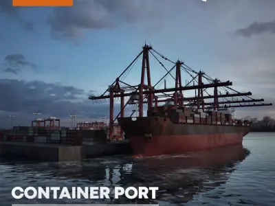 Container Port Environment Low-poly 3D model