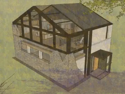 modern house on 2 floors Free low-poly 3D model